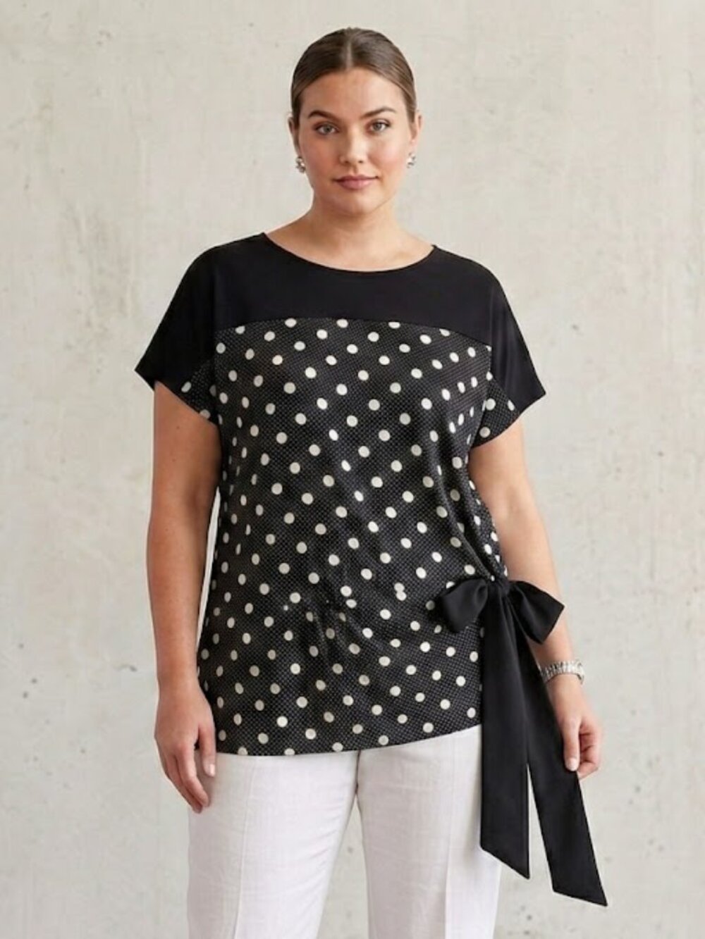 Polka dot side tie top